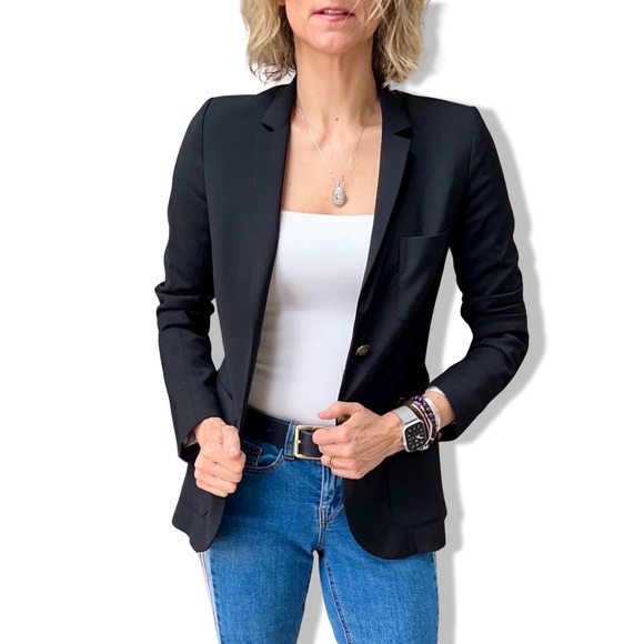 Women's Aritzia Talula Exeter Boyfriend Wool Blend Blazer in Black Size 2 - Picture 4 of 13